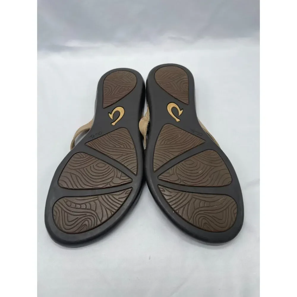 Olukai‎ Ho’opio Women's Leather Thong Flip Flops, 20290-FA45, Size: 8